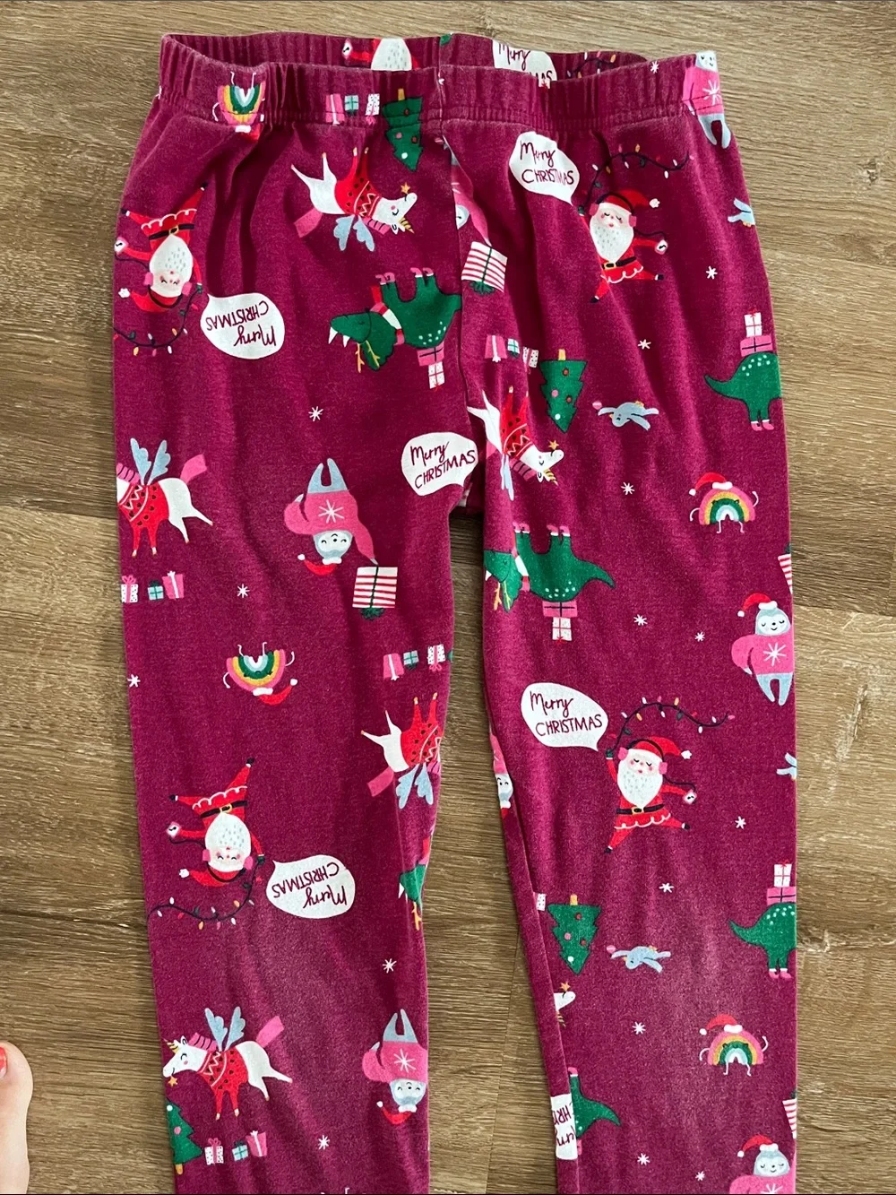 Carter's Girls Burgundy Unicorn Holiday Pajama Set